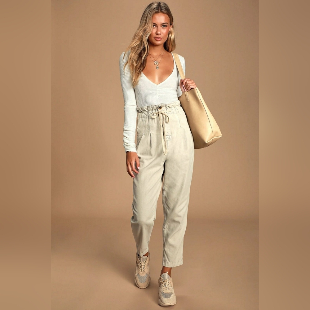 Free People Margate Pleated Trousers Straight-Legs High-Rise Women's Size Medium